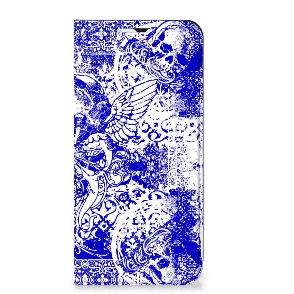 Mobiel BookCase Samsung Galaxy A23 Angel Skull Blauw - B2C Telecom