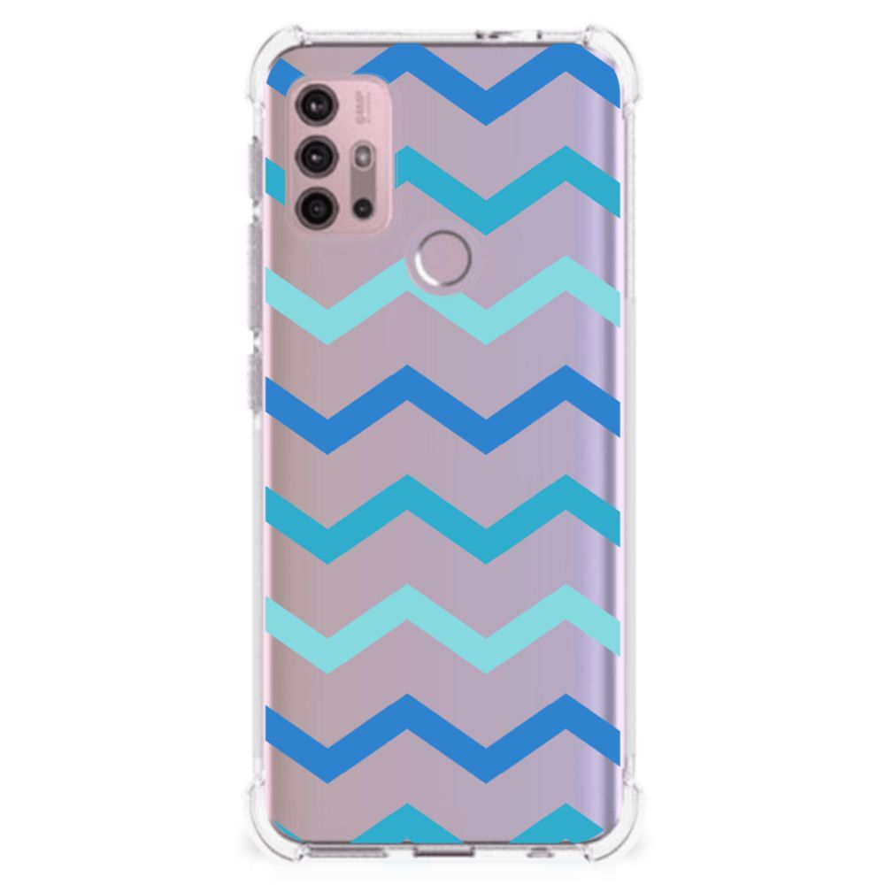 Motorola Moto G30 | G20 | G10 Doorzichtige Silicone Hoesje Zigzag Blauw