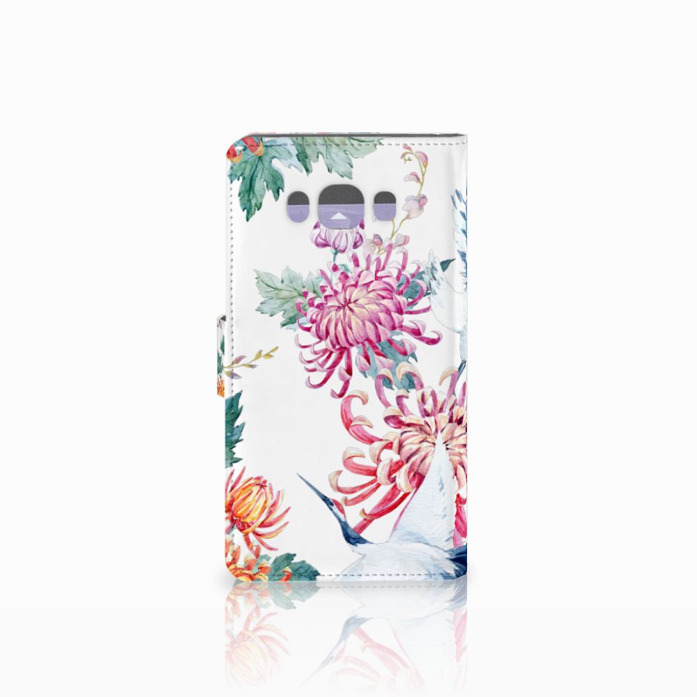Samsung Galaxy J7 2016 Telefoonhoesje met Pasjes Bird Flowers
