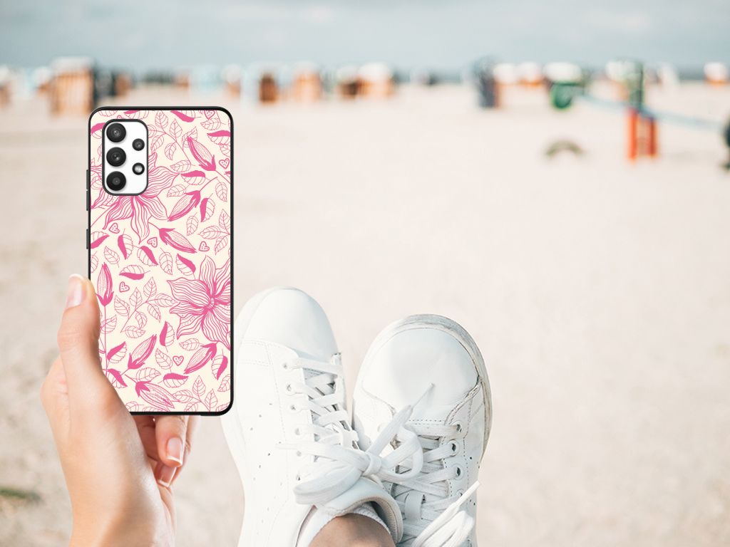 Samsung Galaxy A32 4G | A32 5G Enterprise Editie Bloemen Hoesje Pink Flowers B2C Telecom