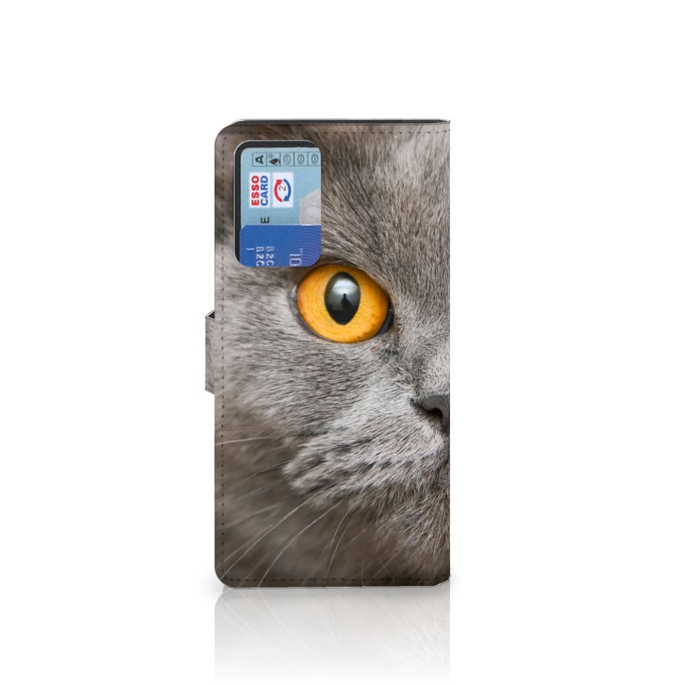 Telefoonhoesje met Pasjes Xiaomi Redmi Note 10 Pro Britse Korthaar met afbeelding van een kat.