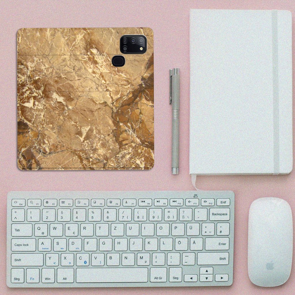 Samsung Galaxy A21s Standcase Marmer Creme - B2C Telecom