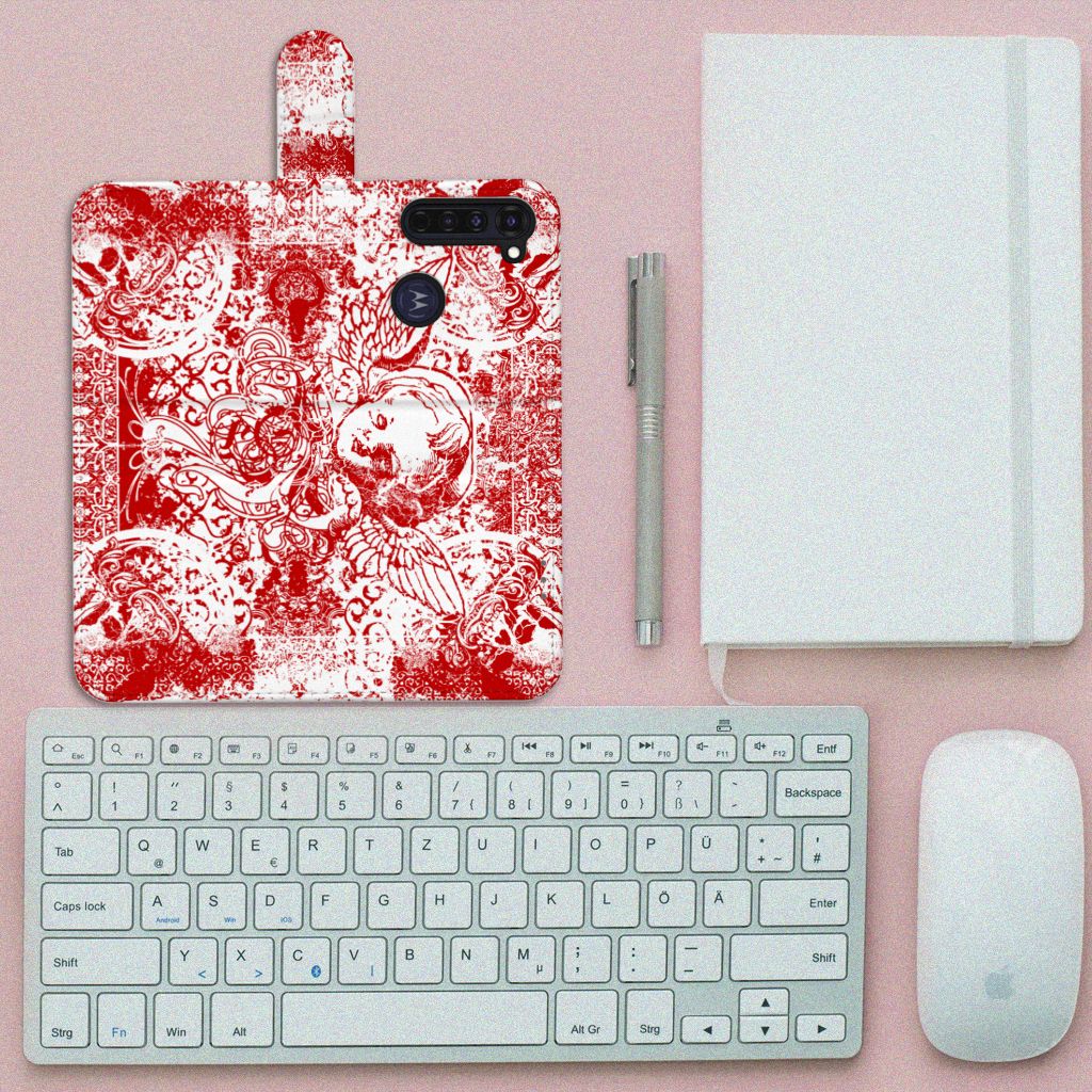 Telefoonhoesje met Naam Motorola Moto G Pro Angel Skull Rood