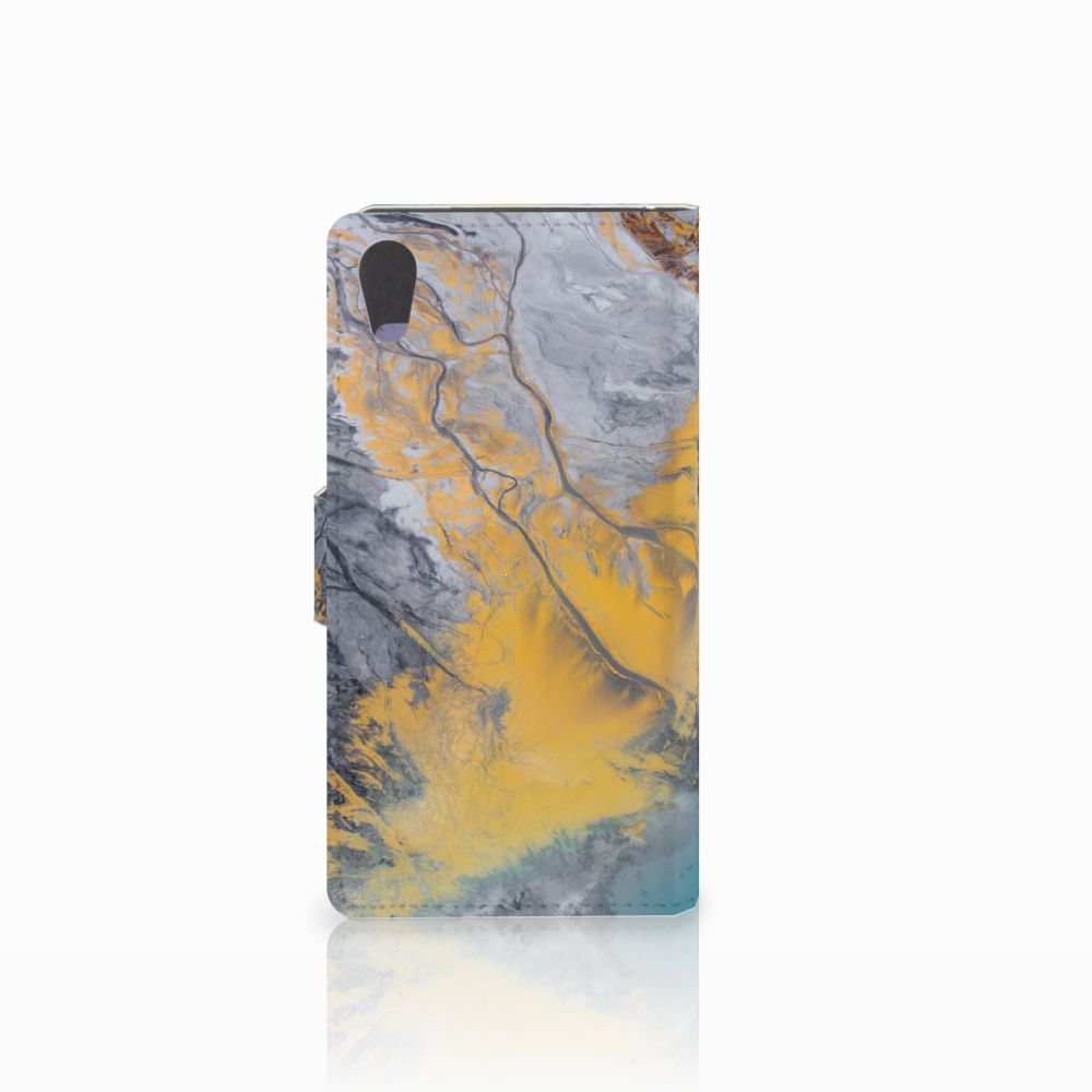 Sony Xperia XA1 Bookcase Marble Blue Gold