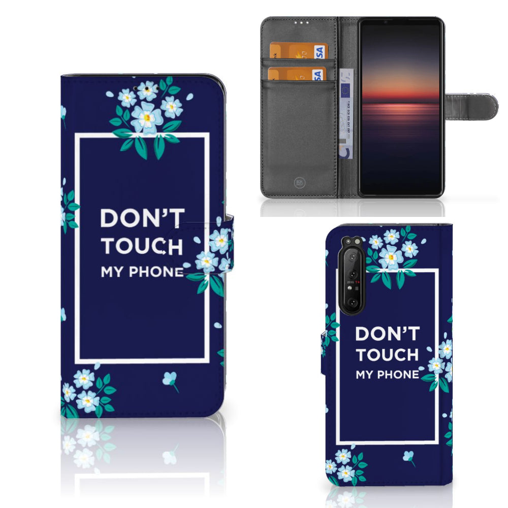 Sony Xperia 1 II Portemonnee Hoesje Flowers Blue DTMP