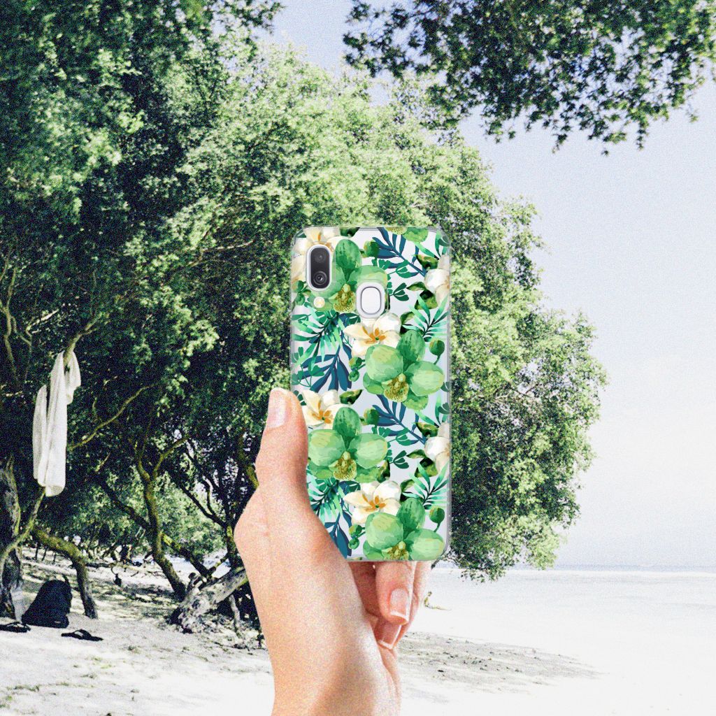 Samsung Galaxy A40 TPU Case Orchidee Groen