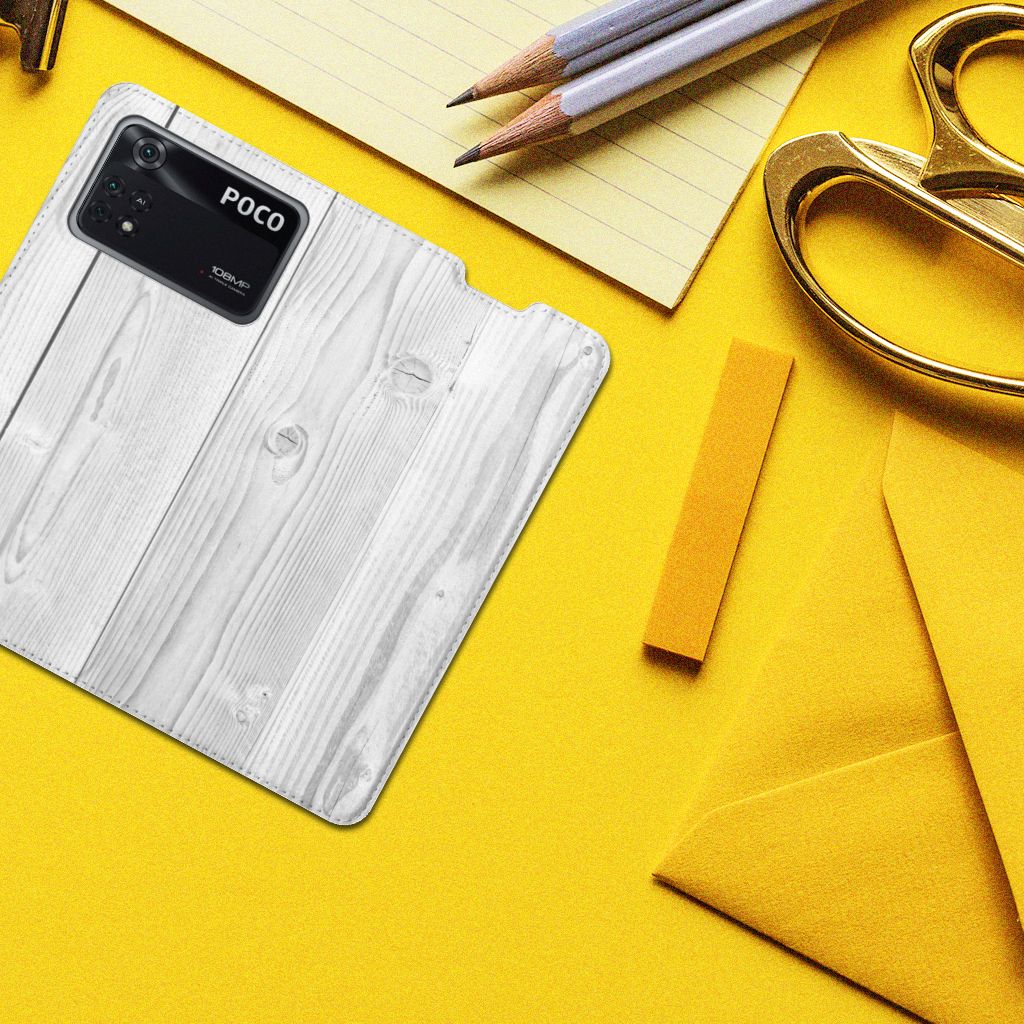 Poco X4 Pro 5G Book Wallet Case White Wood - B2C Telecom