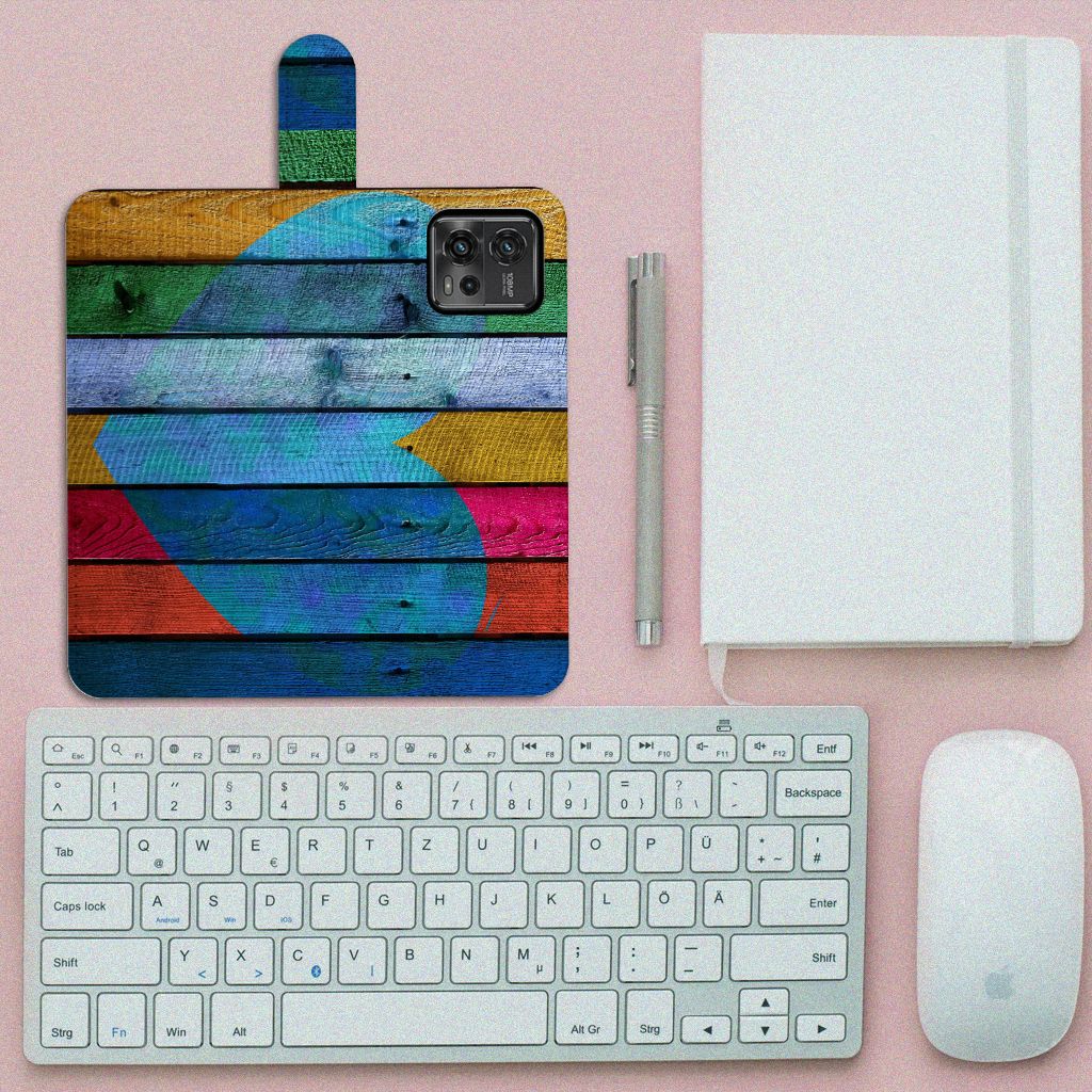 Motorola Moto G72 Book Style Case Wood Heart - Cadeau voor je Vriend