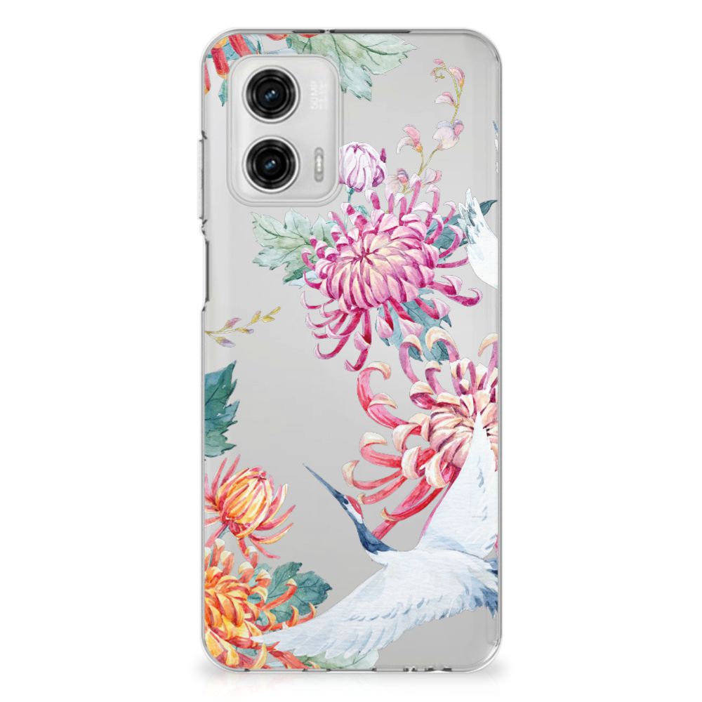 Motorola Moto G73 TPU Hoesje Bird Flowers