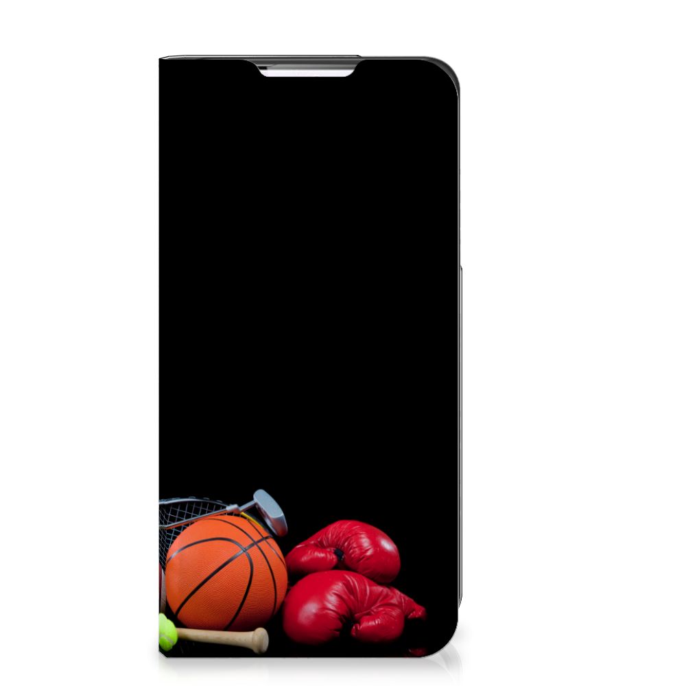 Samsung Galaxy S22 Hippe Standcase Sports met sport afbeeldingen en houder voor pasjes.