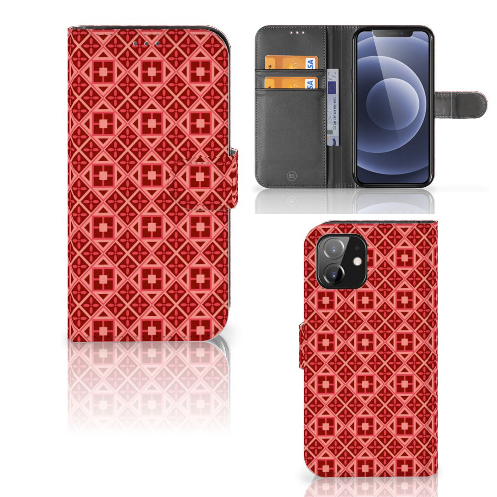 iPhone 12 | 12 Pro (6.1") Telefoon Hoesje Batik Rood