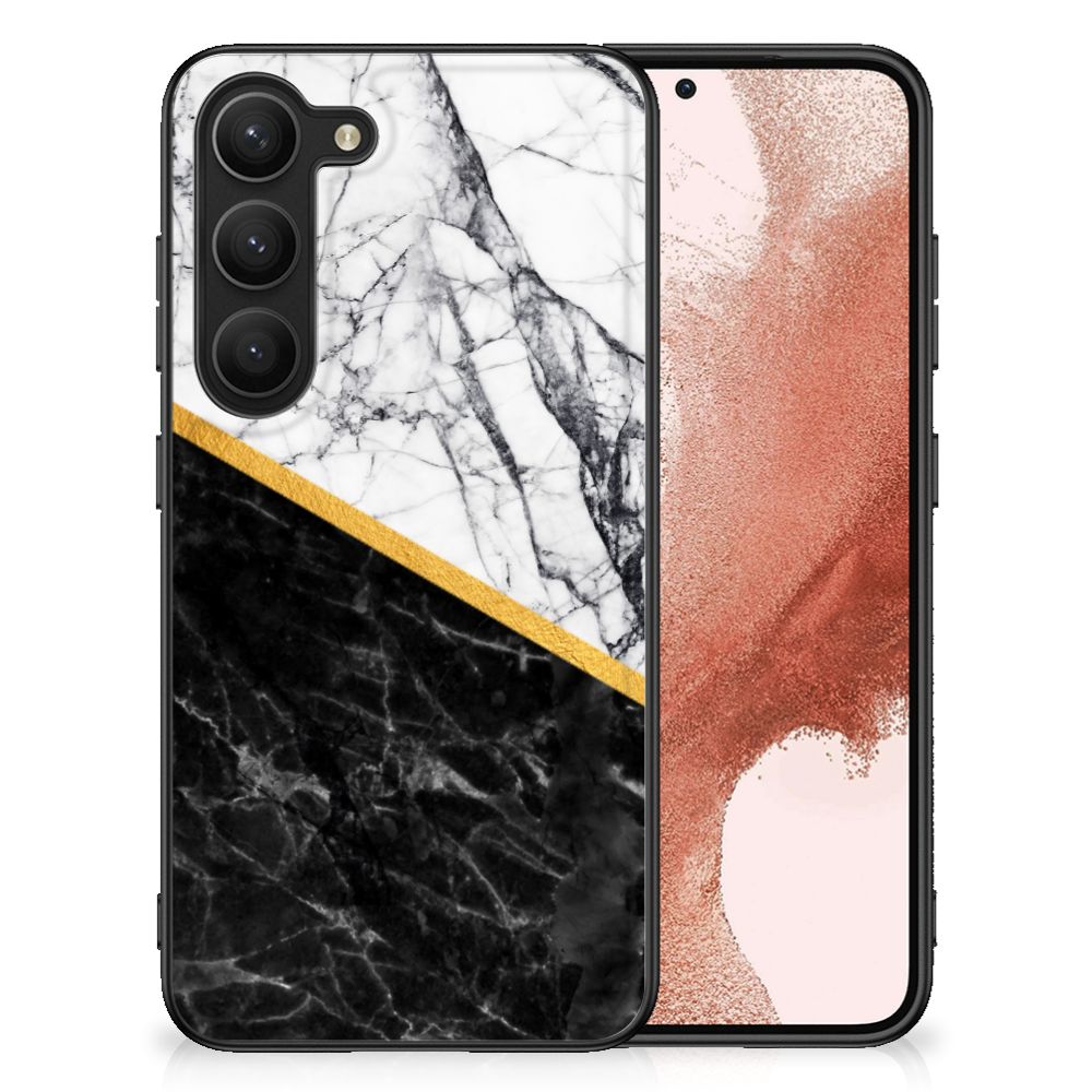 Samsung Galaxy S23 Marmeren Print Telefoonhoesje Marmer Wit Zwart - Origineel Cadeau Man B2C Telecom