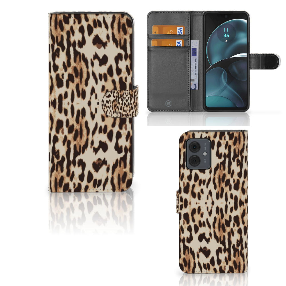 Motorola Moto G14 Telefoonhoesje met Pasjes Leopard