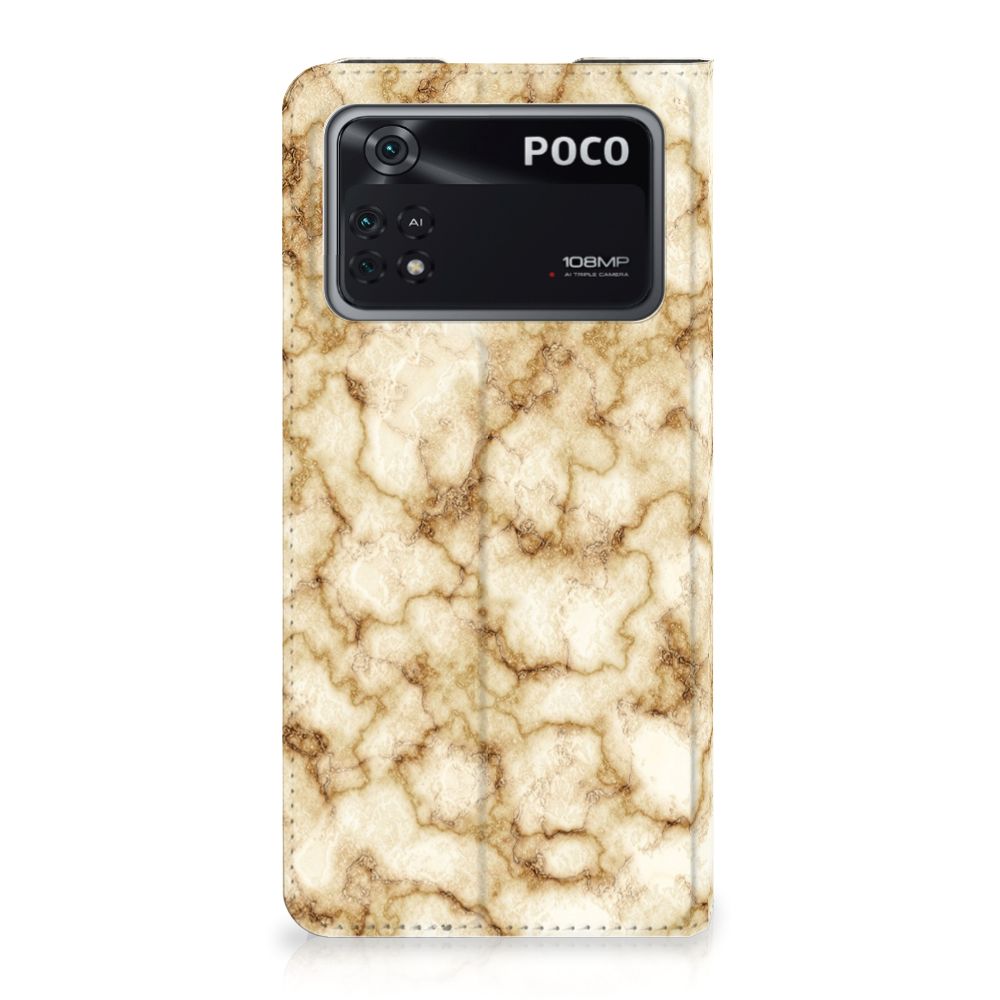 Poco X4 Pro 5G Standcase Marmer Goud - B2C Telecom
