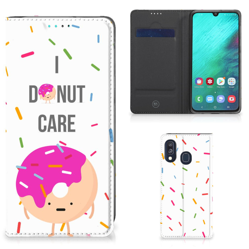 Samsung Galaxy A40 Flip Style Cover Donut Roze