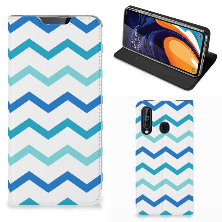 Samsung Galaxy A60 Hoesje met Magneet Zigzag Blauw