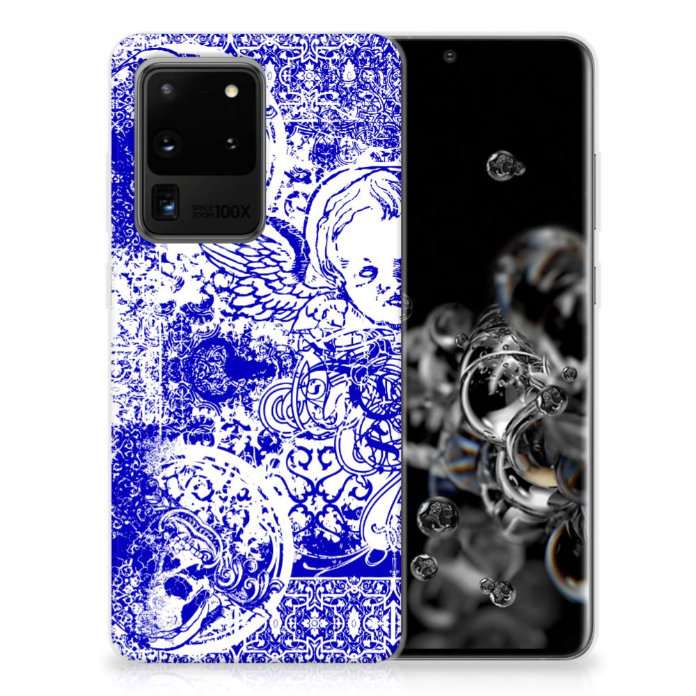 Silicone Back Case Samsung Galaxy S20 Ultra Angel Skull Blauw B2C Telecom