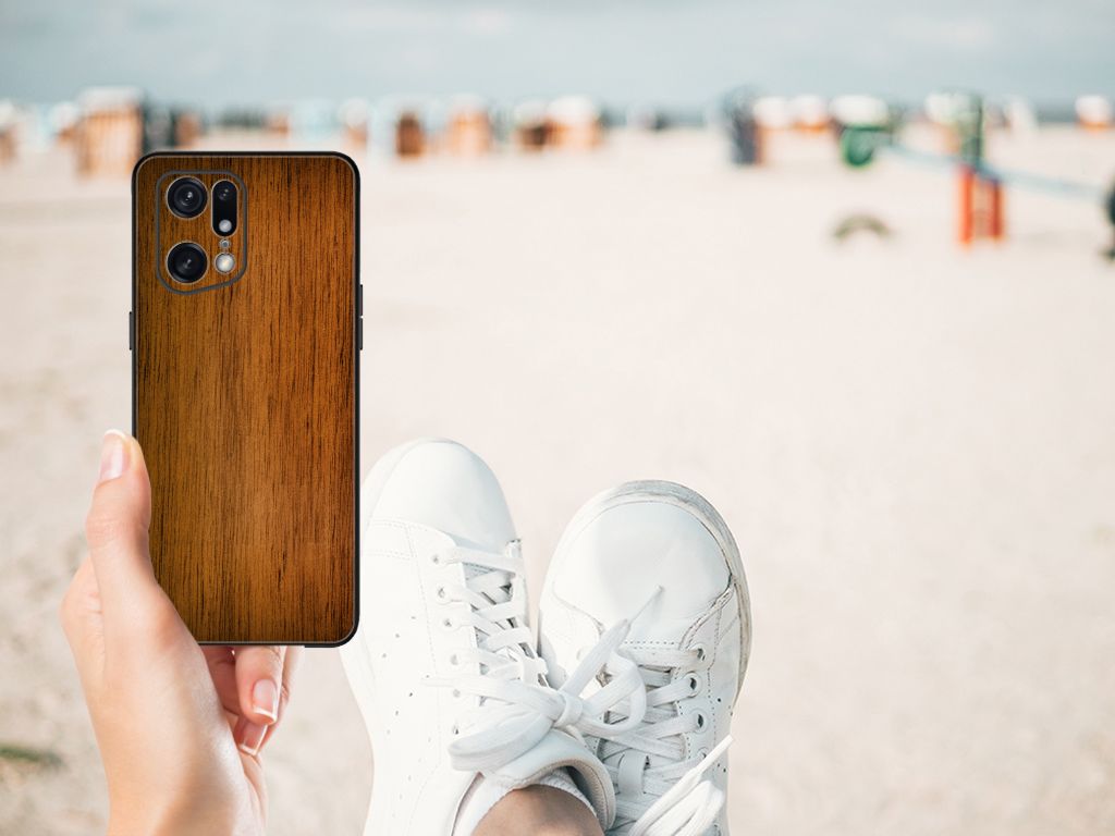 OPPO Find X5 Pro Houten Print Telefoonhoesje Donker Hout B2C Telecom