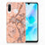 Huawei P30 Lite TPU Siliconen Hoesje Marmer Oranje