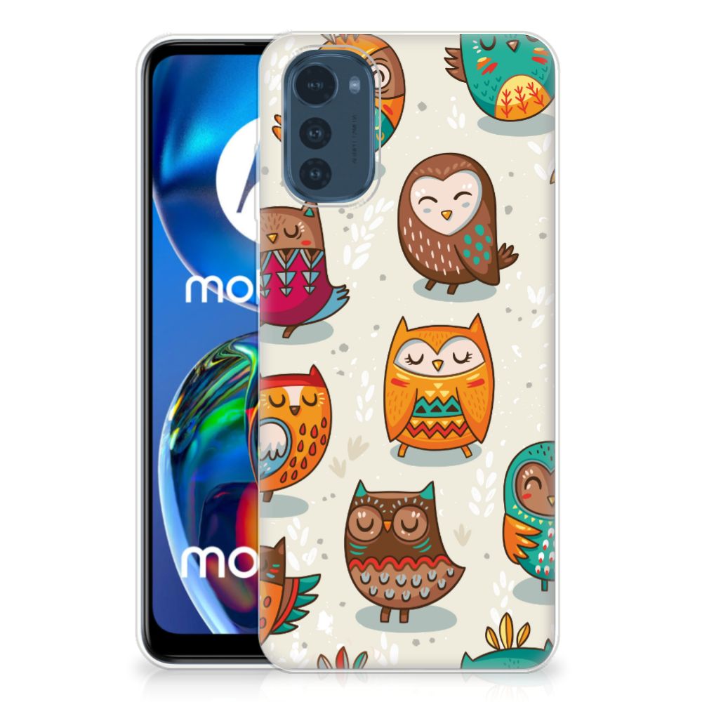 Motorola Moto E32/E32s TPU Hoesje Vrolijke Uilen