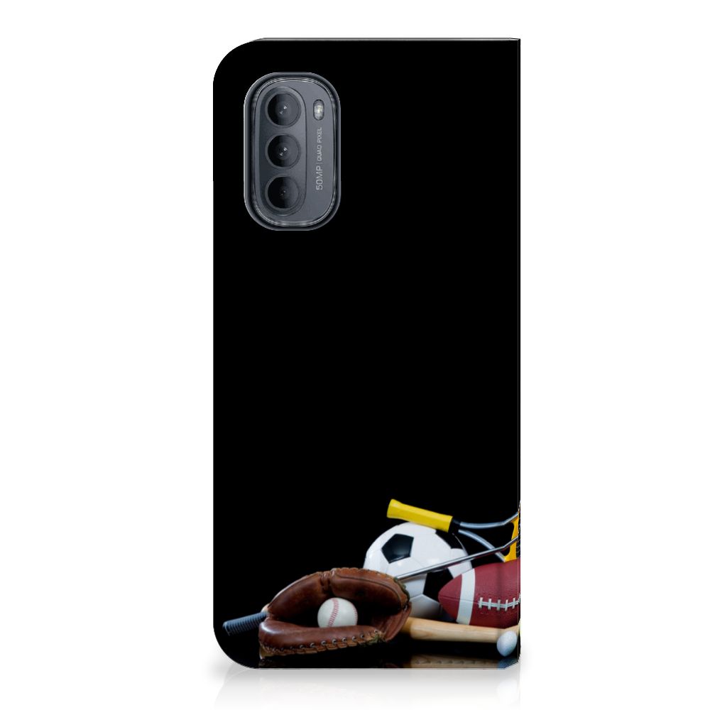 Motorola Moto G31 | G41 Hippe Standcase Sports design with various sport balls and equipment.