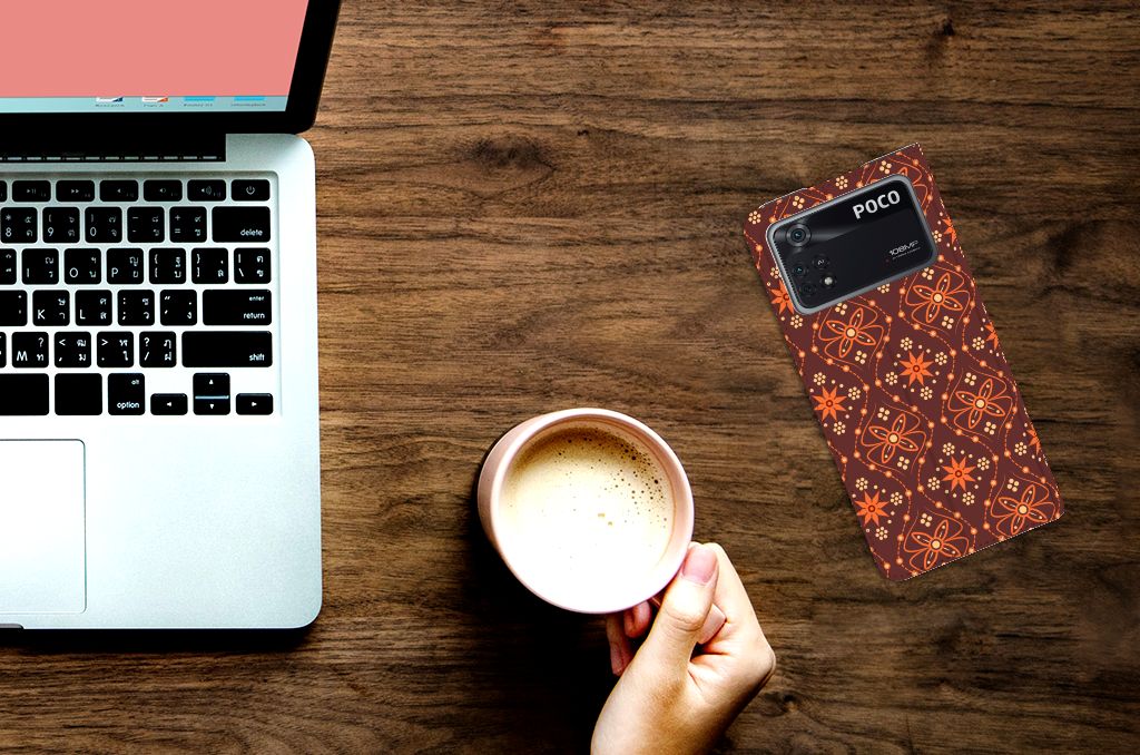 Poco X4 Pro 5G Hoesje met Magneet Batik Brown - B2C Telecom