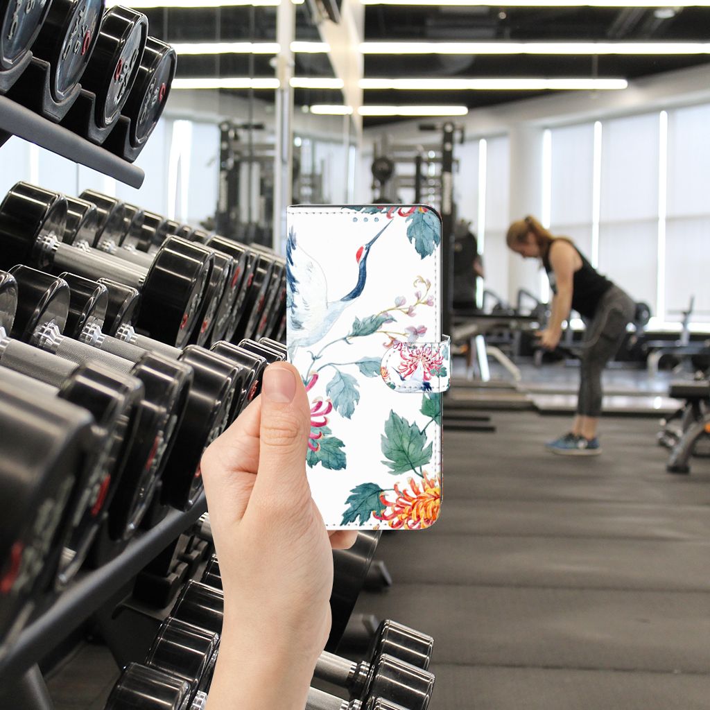 Samsung Galaxy A21s Telefoonhoesje met Pasjes Bird Flowers