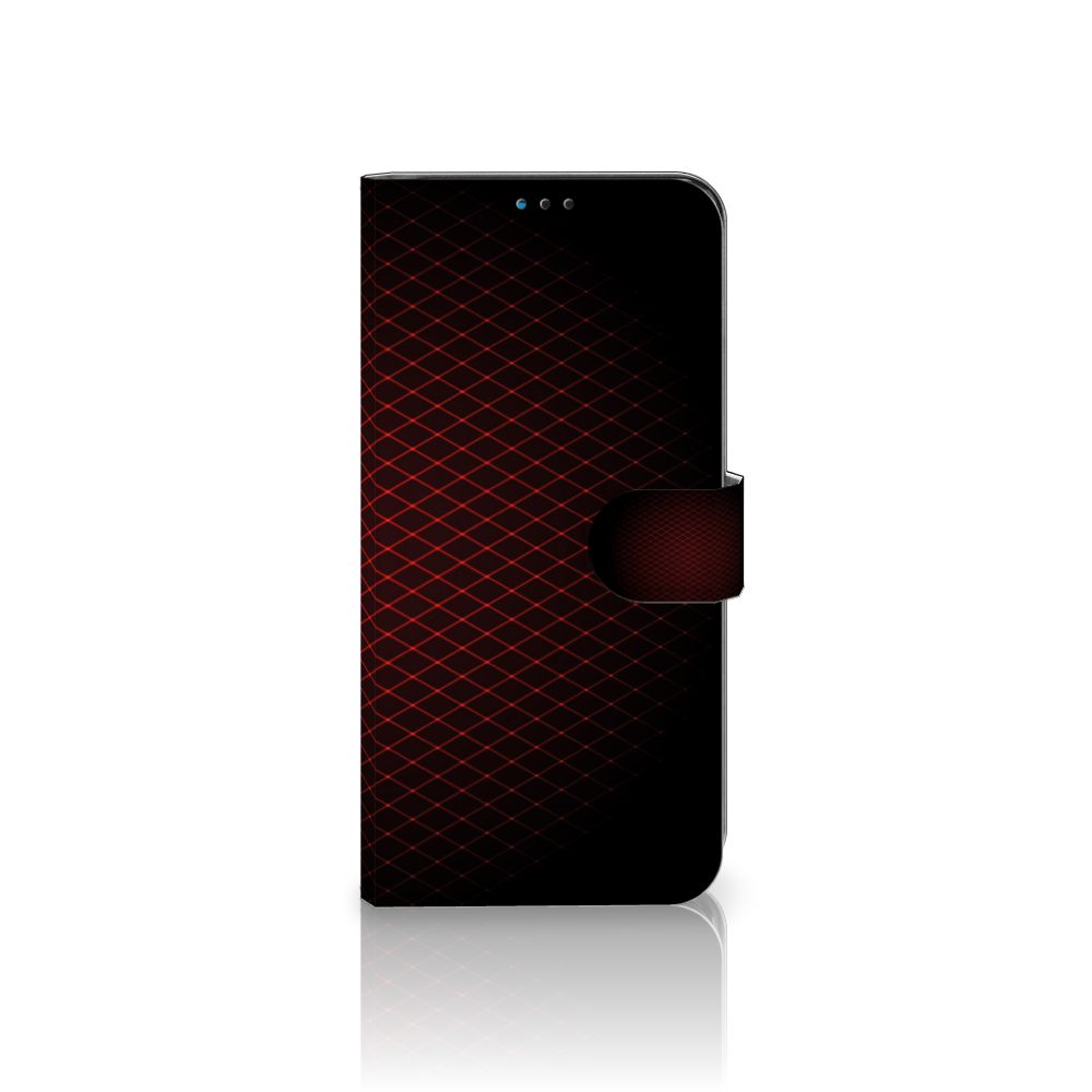 Motorola Moto G9 Play | E7 Plus Telefoon Hoesje Geruit Rood met minimalistisch design en ruimte voor 3 pasjes