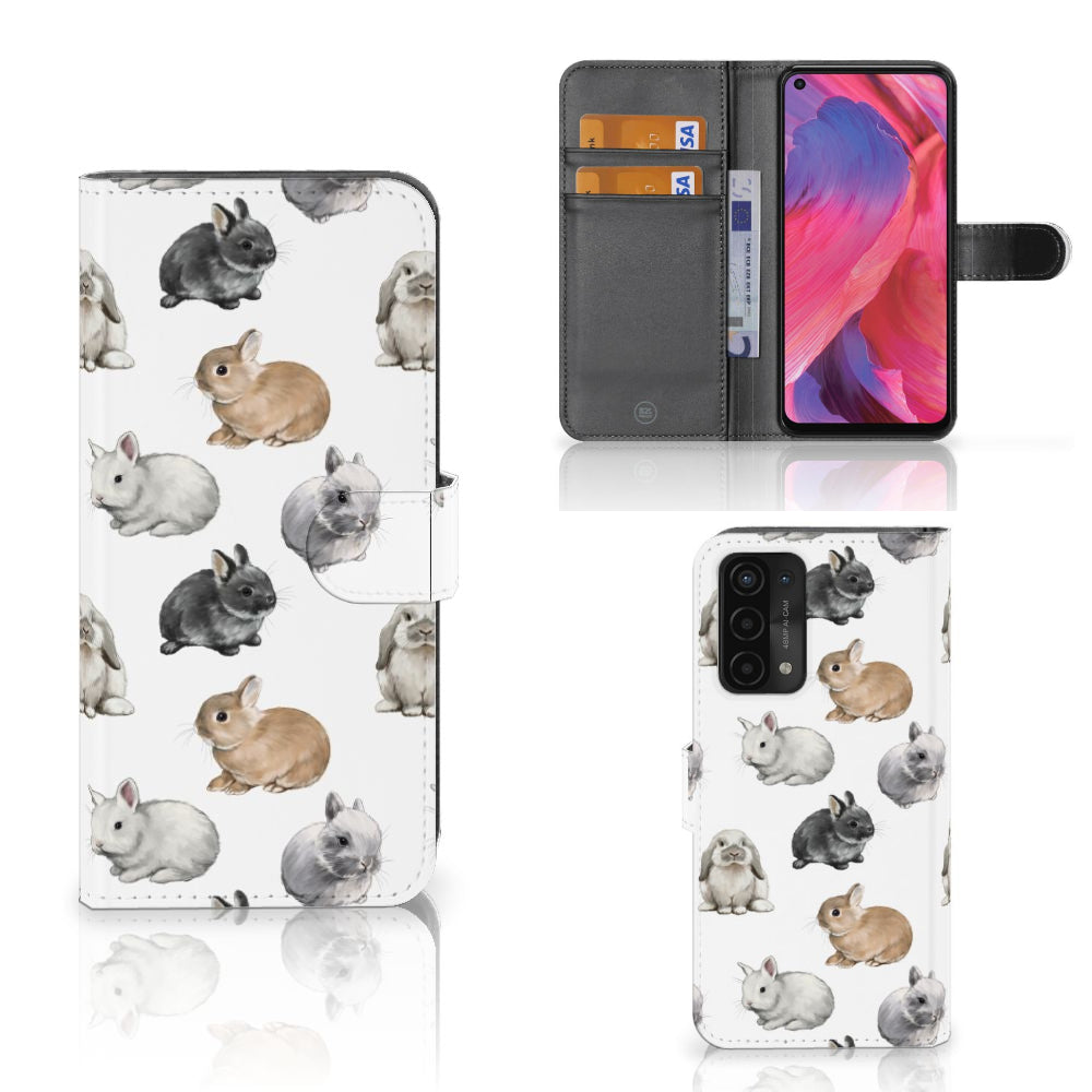 Telefoonhoesje met Pasjes voor OPPO A54 5G | A74 5G | A93 5G Konijntjes