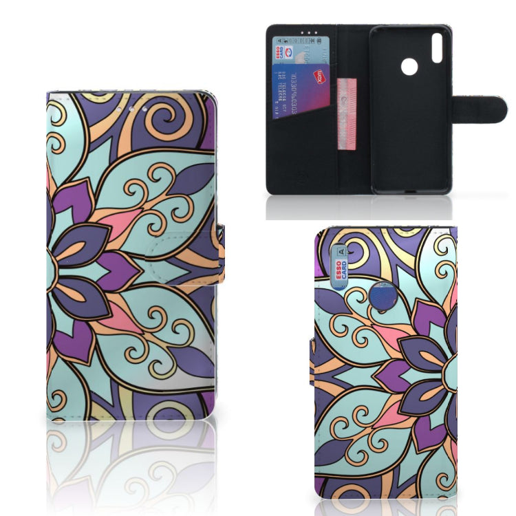 Huawei Y7 (2019) Hoesje Purple Flower