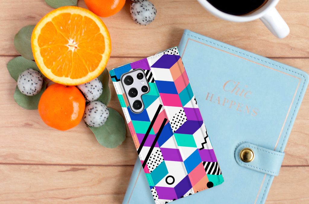 Samsung Galaxy S22 Ultra Stand Case Blokken Kleurrijk - B2C Telecom
