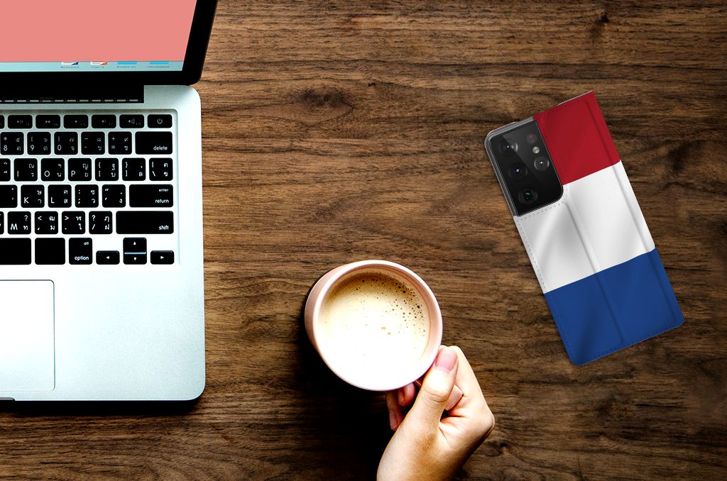 Samsung Galaxy S21 Ultra Standcase Nederlandse Vlag - B2C Telecom