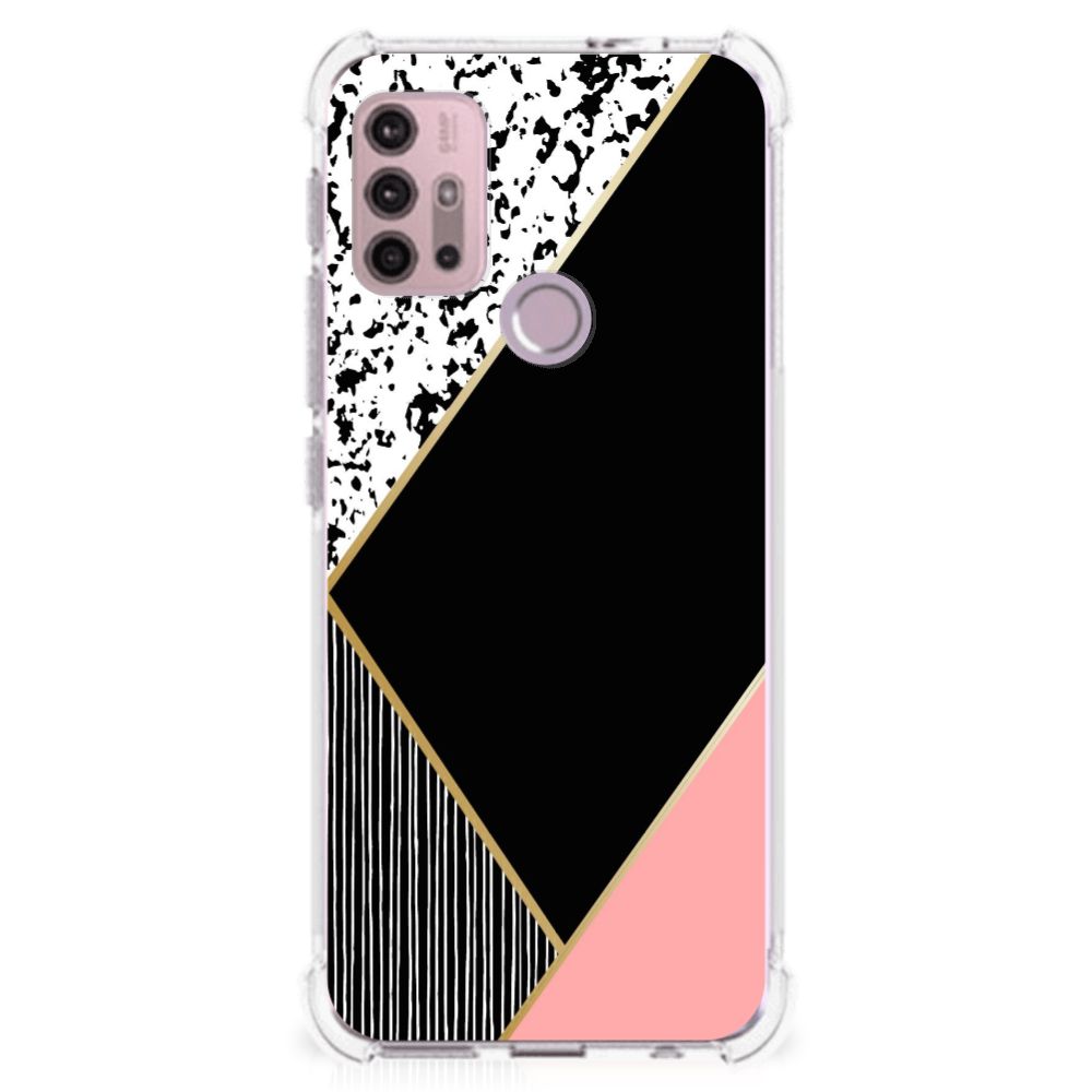 Motorola Moto G30 | G20 | G10 Shockproof Case Zwart Roze Vormen