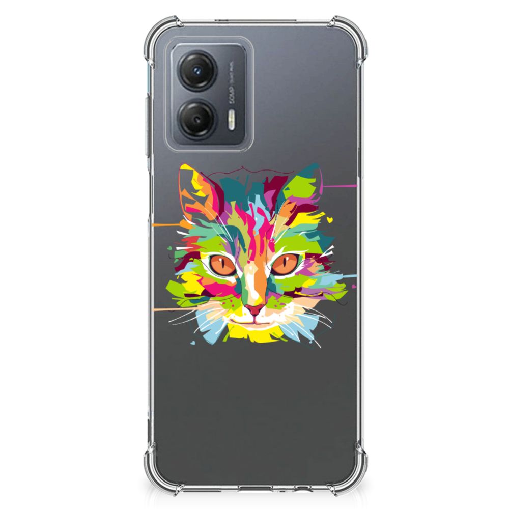 Motorola Moto G53 Stevig Bumper Hoesje Cat Color