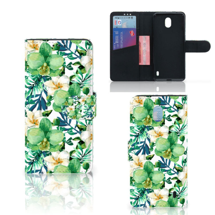 Nokia 1 Plus Hoesje Orchidee Groen