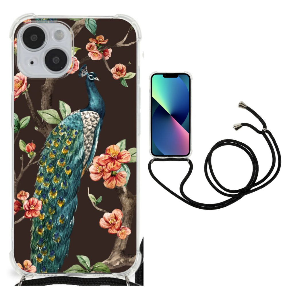 iPhone 14 Case Anti-shock Pauw met Bloemen