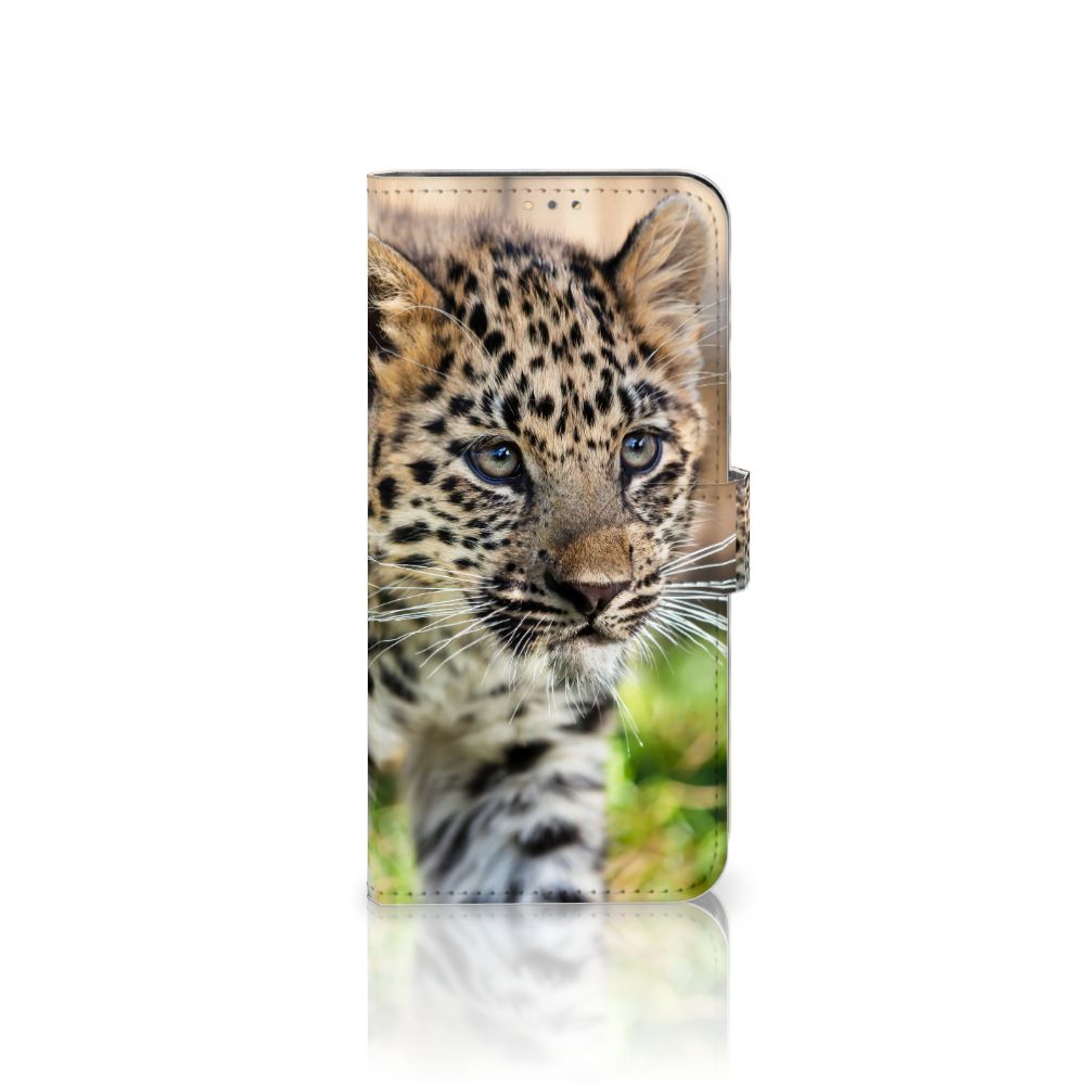 OPPO A15 Telefoonhoesje met Pasjes Baby Luipaard