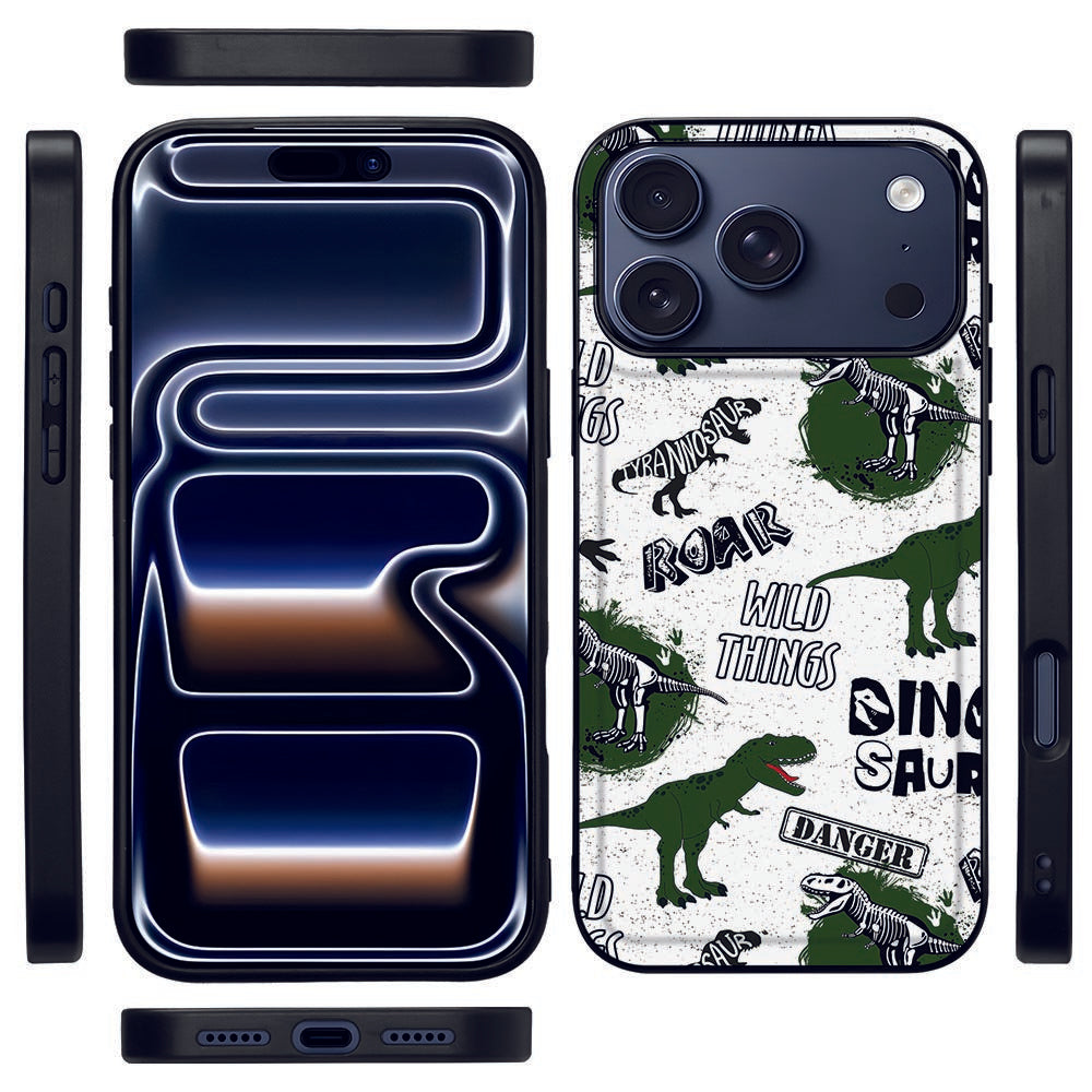 Apple iPhone 17 Pro Max Dinosaurus Jurassic Teksturen Koloniale Stoer hoesje voorzijde achterzijde zijaanzicht