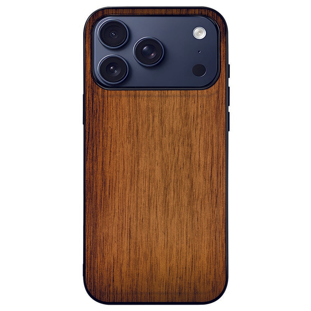 Donker Hout Apple iPhone 17 Pro Max TPU Hoesje Met Natuurlijke Houttint Bescherming donker hout achterkant