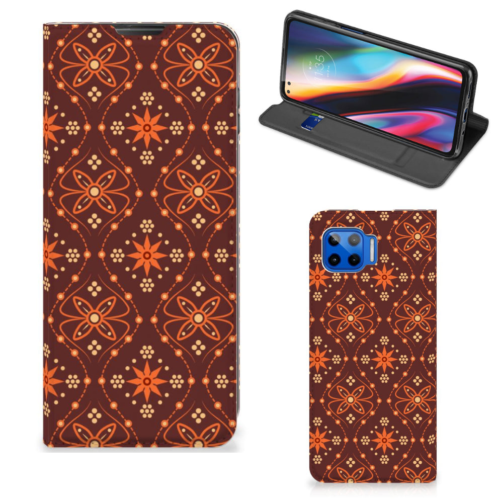 Motorola Moto G 5G Plus Hoesje met Magneet Batik Brown