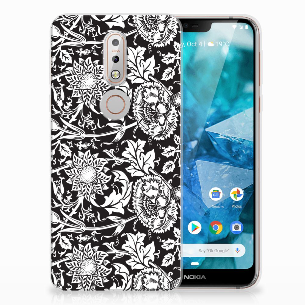 Nokia 7.1 TPU Case Black Flowers