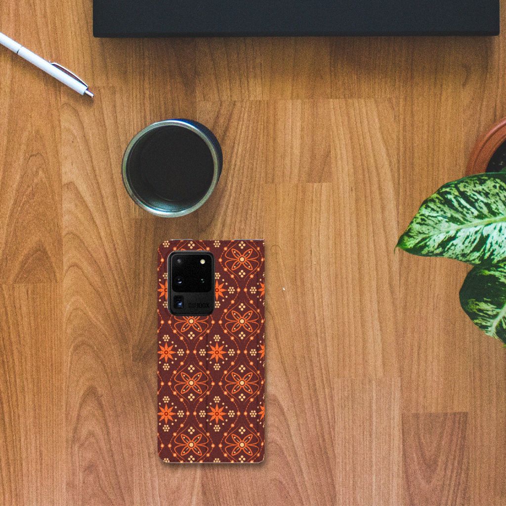 Samsung Galaxy S20 Ultra Hoesje met Magneet Batik Brown - B2C Telecom