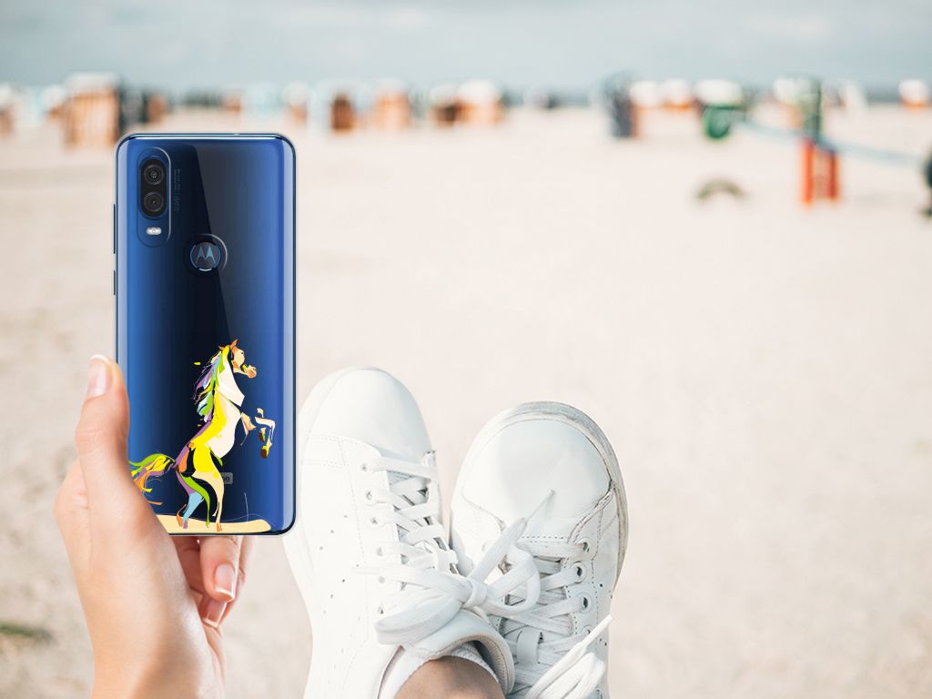 Motorola One Vision Telefoonhoesje met Naam Horse Color