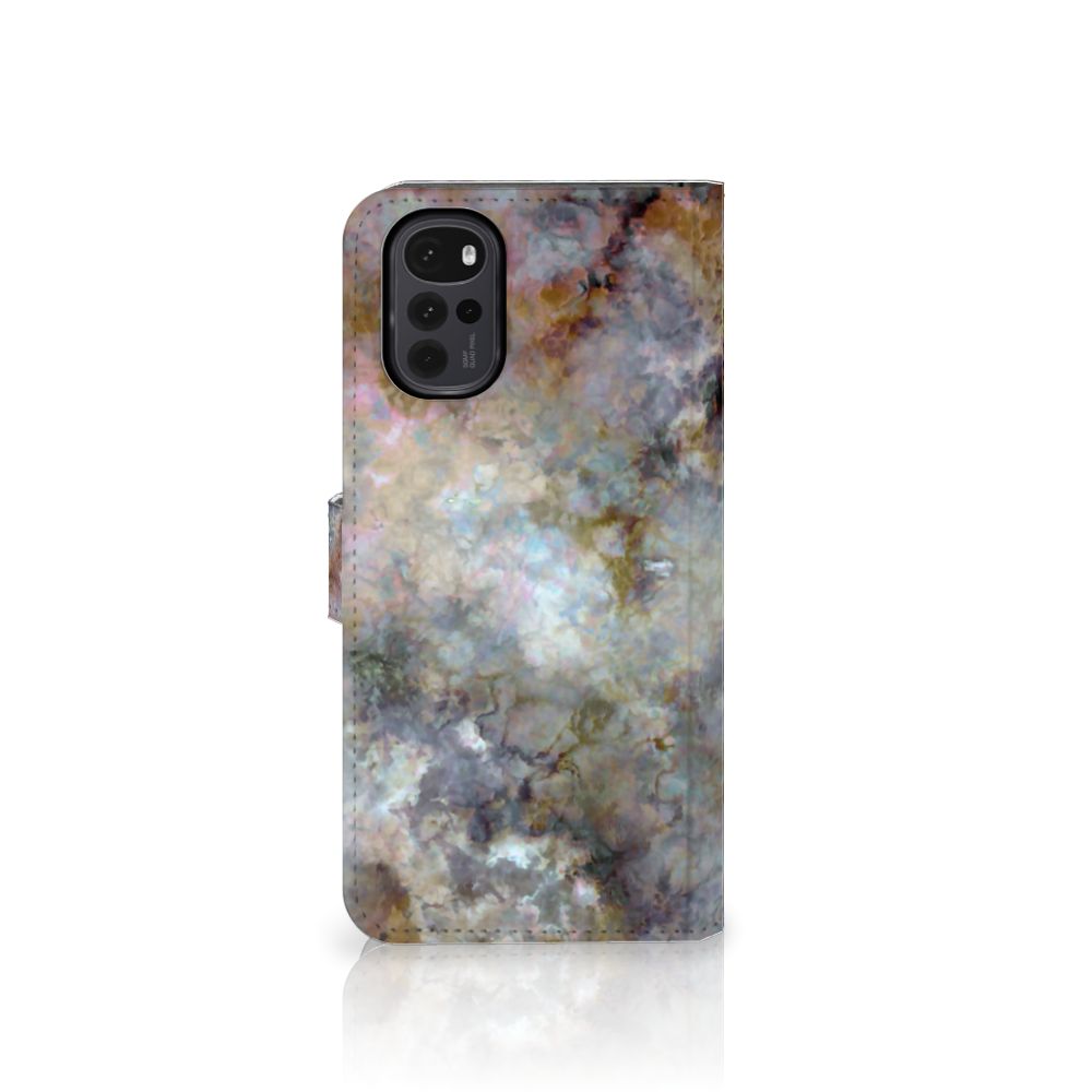 Motorola Moto G22 Bookcase Marmer Grijs