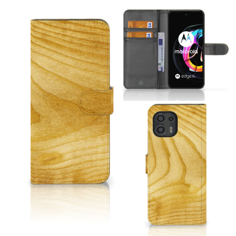 Motorola Edge 20 Lite Book Style Case Licht Hout