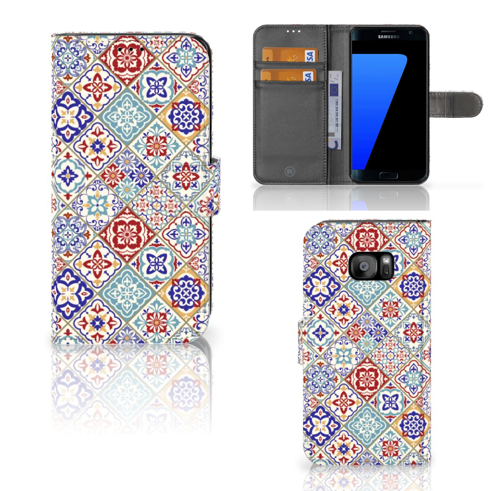 Samsung Galaxy S7 Edge Bookcase Tiles Color