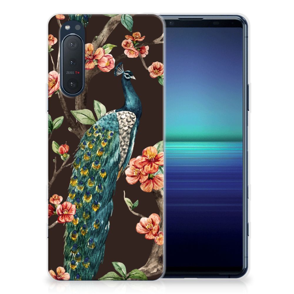 Sony Xperia 5II TPU Hoesje Pauw met Bloemen