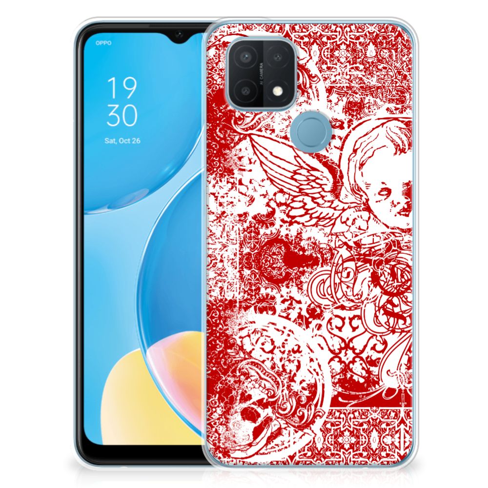 Silicone Back Case OPPO A15 Angel Skull Rood B2C Telecom