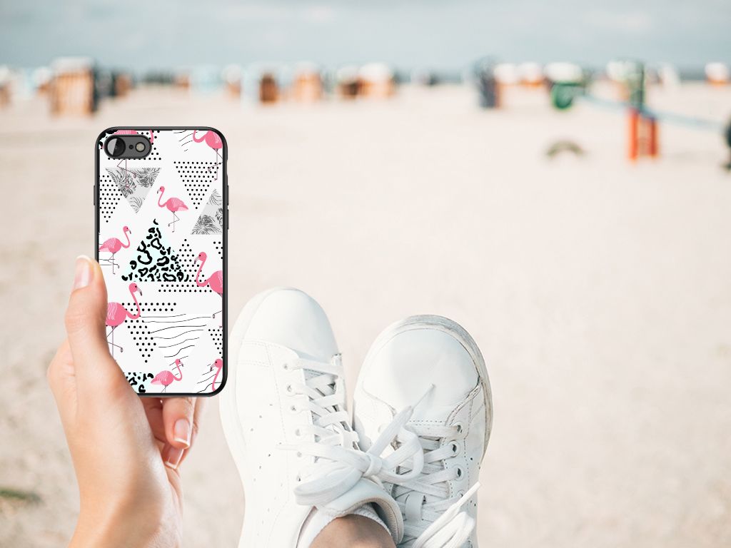 iPhone SE 2022 | SE 2020 | 7/8 Dierenprint Telefoonhoesje Flamingo Triangle