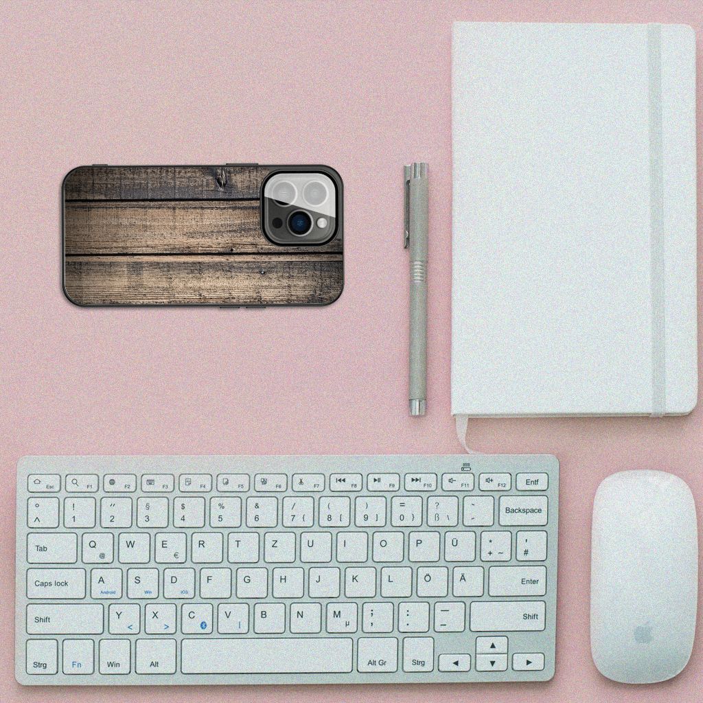iPhone 13 Pro Houten Print Telefoonhoesje Steigerhout B2C Telecom